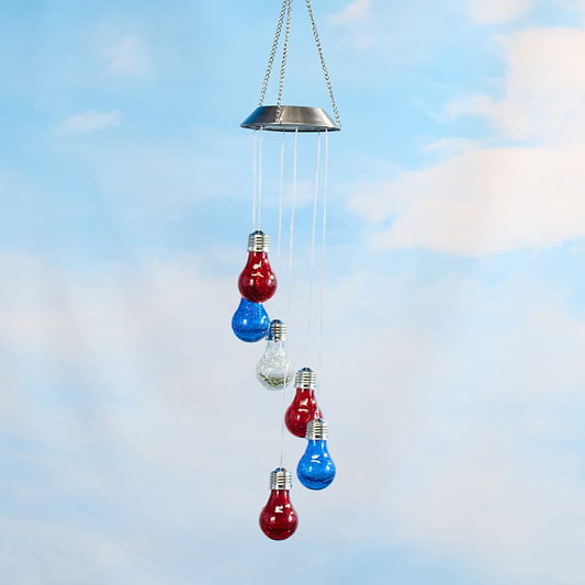 Cracker Barrel Solar Cracked Glass Bulb Wind Chime