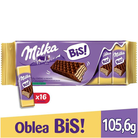 Pampa Direct Milka Bis Milk Chocolate Coated Wafers Filled with Chocolate Cream, 105.6 g / 3.72 oz (pack of 16)
