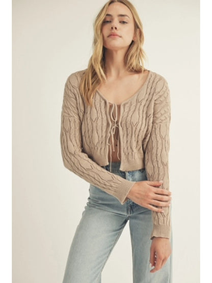 Ruby & Jenna Women's Tie Front Sweater