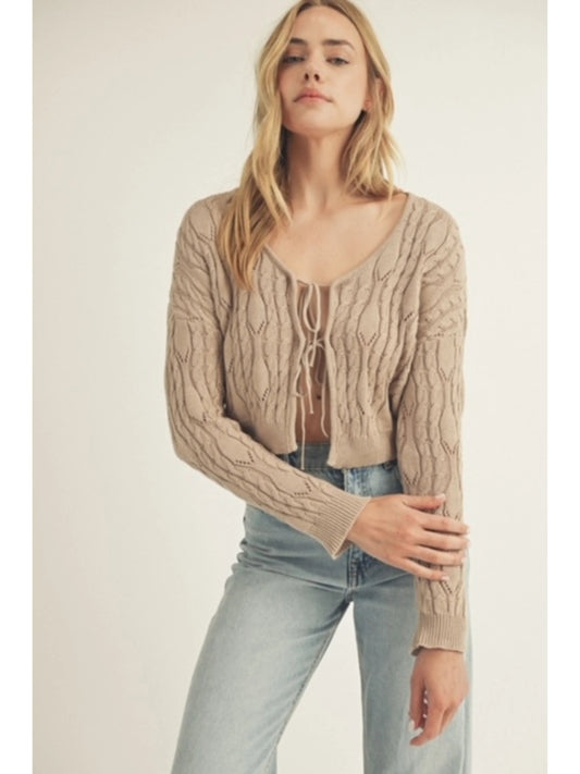 Ruby & Jenna Women's Tie Front Sweater