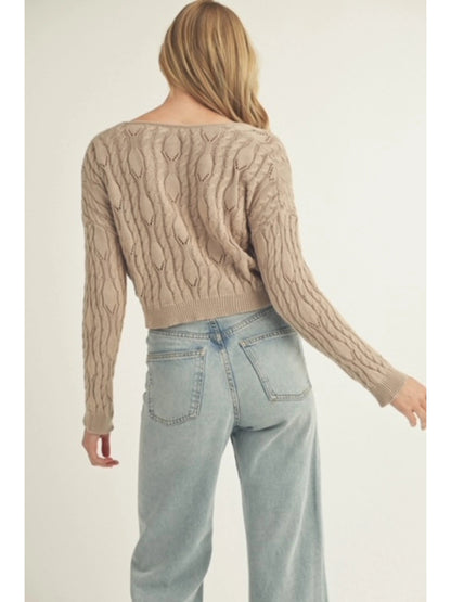 Ruby & Jenna Women's Tie Front Sweater