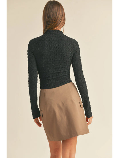 Ruby & Jenna Women's Textured Fabric Long Sleeve Top
