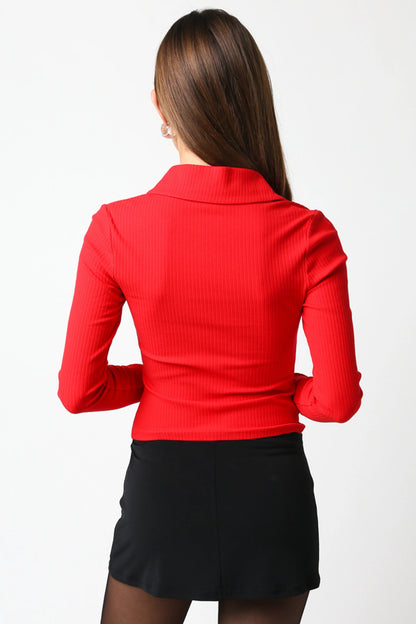 Ruby & Jenna Women's Collared Zip Up