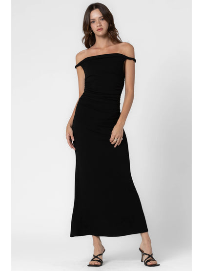 Ruby & Jenna Women's Rib Knit Twist Off Shoulder Dress