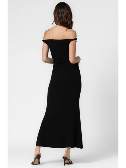 Ruby & Jenna Women's Rib Knit Twist Off Shoulder Dress