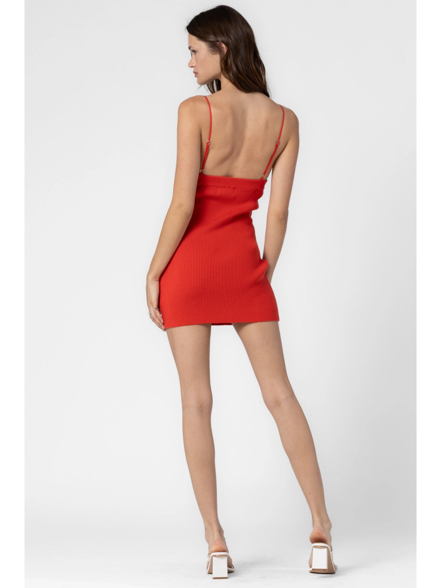 Ruby & Jenna Women's Rib Knit V Neck Cami Mini Dress