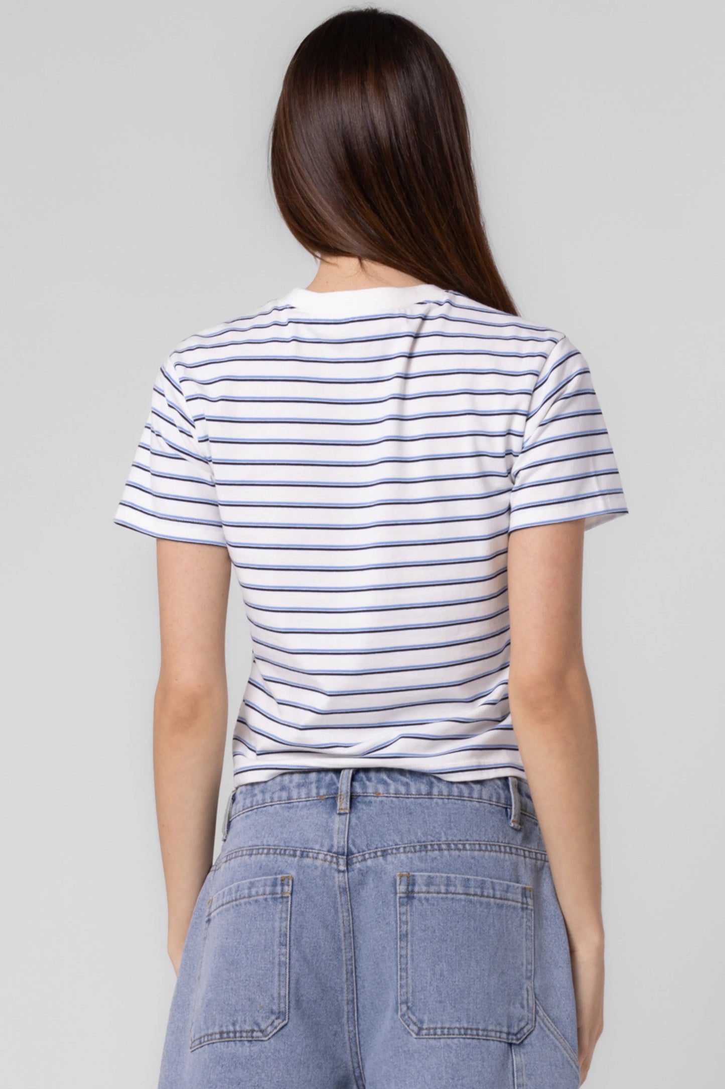 Ruby & Jenna Women's Knit Cotton Jersey Stripe Tee
