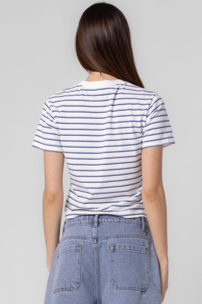 Ruby & Jenna Women's Knit Cotton Jersey Stripe Tee