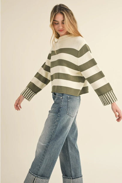 Ruby & Jenna Women's Stripe Sweater Top