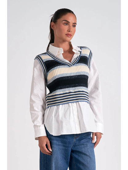 Ruby & Jenna Women's Crop Sweater Vest