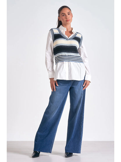 Ruby & Jenna Women's Crop Sweater Vest