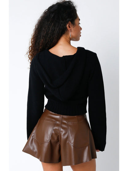 Ruby & Jenna Women's Cropped Hoodie Zip Up