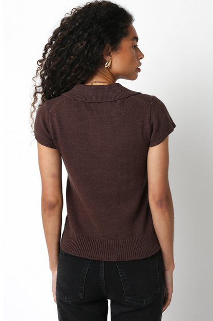 Ruby & Jenna Women's Collared Knit Top