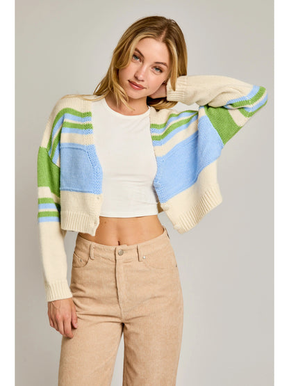 Ruby & Jenna Women's Cropped Sweater Cardigan