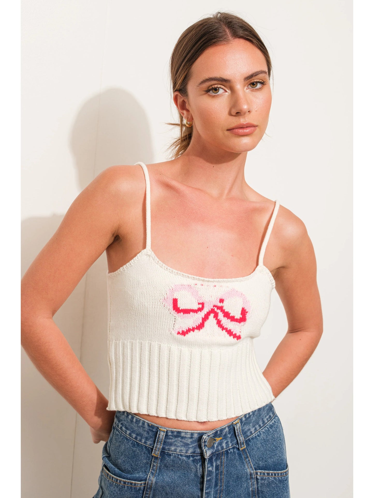 Ruby & Jenna Women's Bow Knit Cami