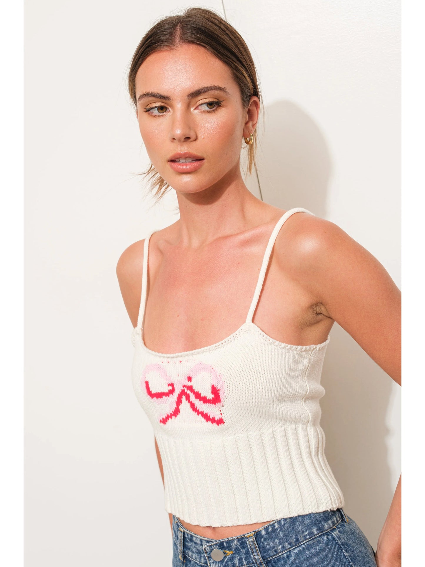 Ruby & Jenna Women's Bow Knit Cami