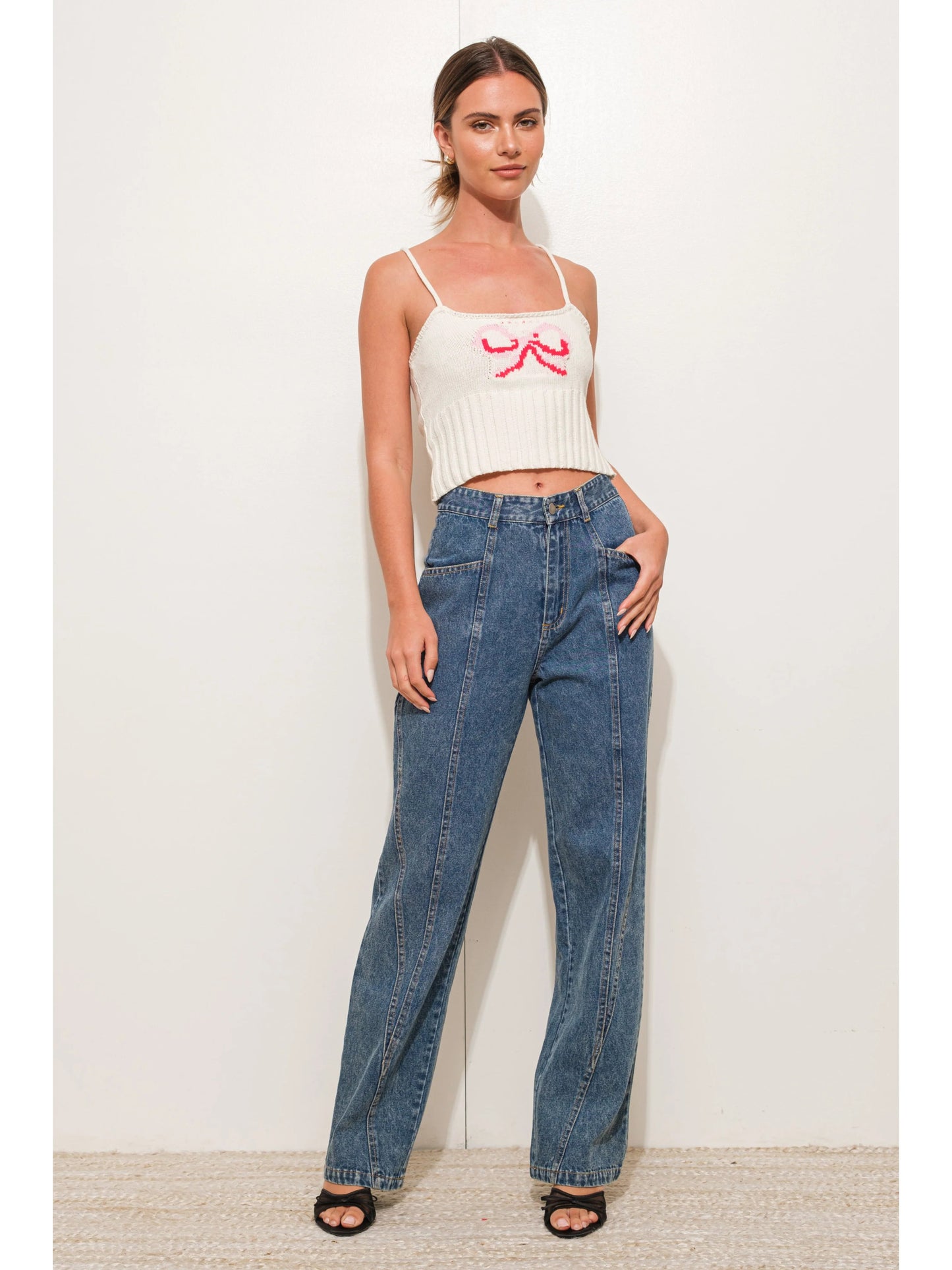 Ruby & Jenna Women's Bow Knit Cami