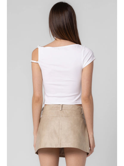 Ruby & Jenna Women's Off Shoulder Asymmetical Top