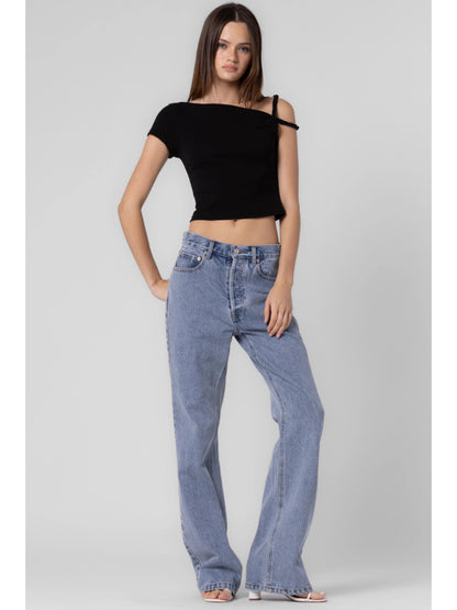 Ruby & Jenna Women's Off Shoulder Asymmetical Top