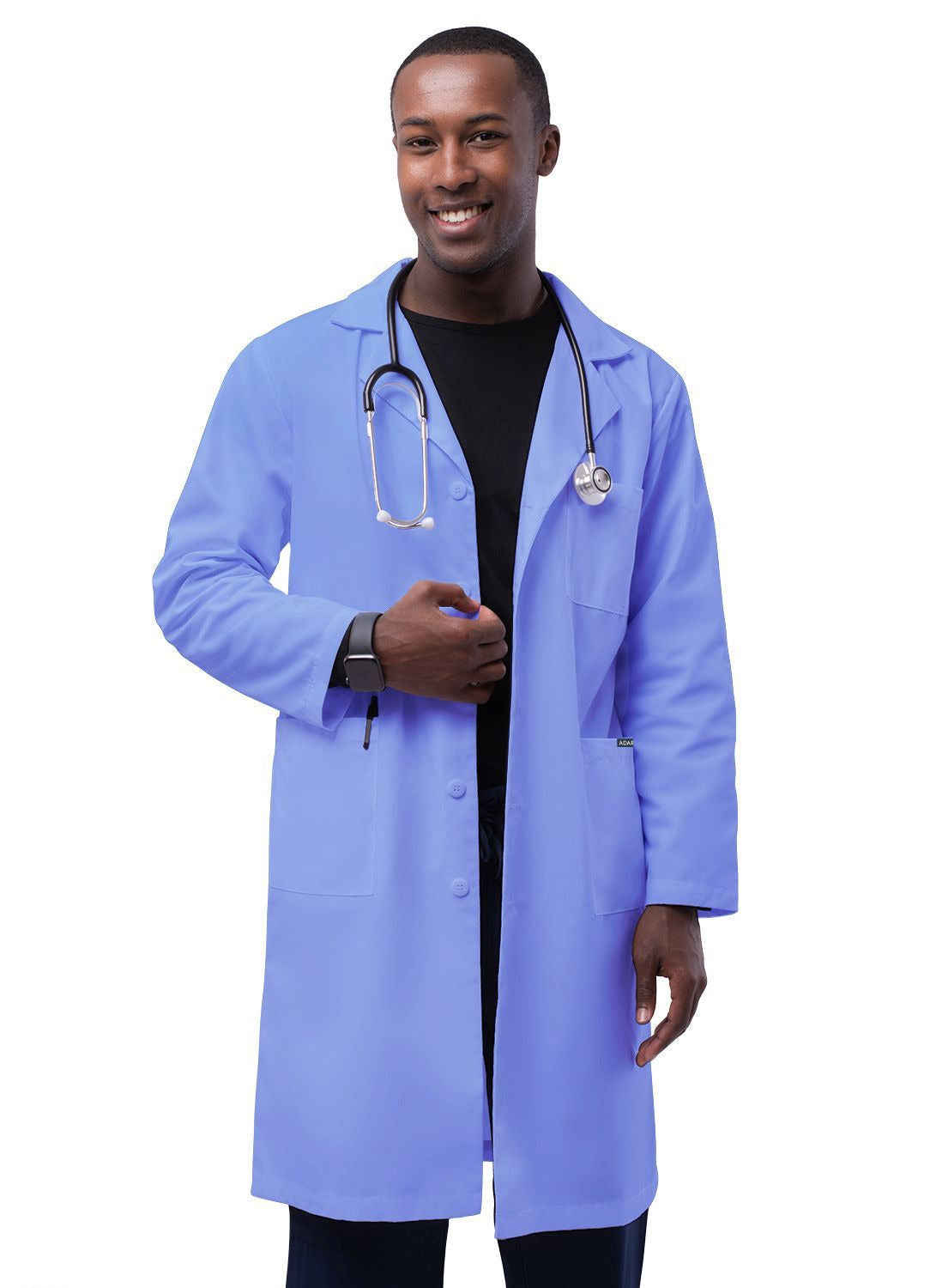 Adar Unisex 39" Lab Coat with Inner Pockets - Black - Burgundy - Ceil Blue