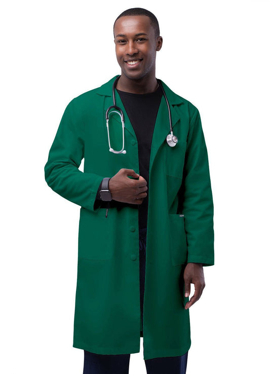 Adar Unisex 39" Lab Coat with Inner Pockets - Mandarin Orange - Mandarin Orange - Navy