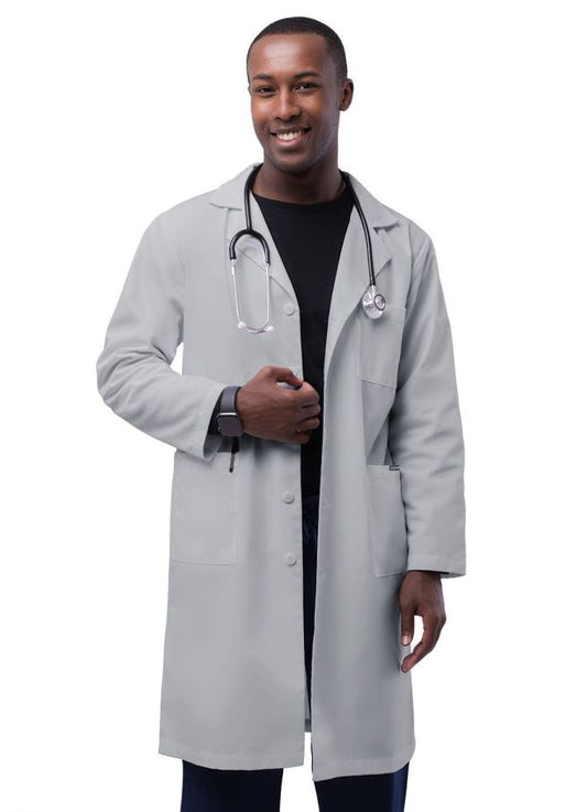 Adar Unisex 39" Lab Coat with Inner Pockets - Sliver Gray - Turquoise - White