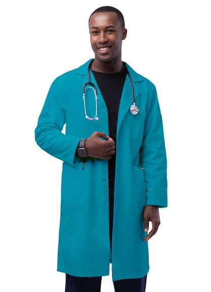 Adar Unisex 39" Lab Coat with Inner Pockets - Sliver Gray - Turquoise - White