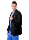Adar Unisex 31" Classic Consultation Coat - Black - Burgundy - Ceil Blue