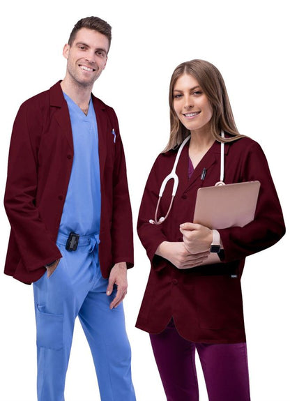 Adar Unisex 31" Classic Consultation Coat - Black - Burgundy - Ceil Blue