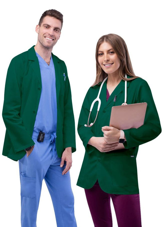 Adar Unisex 31" Classic Consultation Coat - Hunter Green - Navy - Teal Blue
