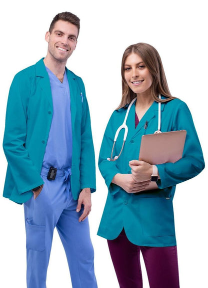 Adar Unisex 31" Classic Consultation Coat - Hunter Green - Navy - Teal Blue