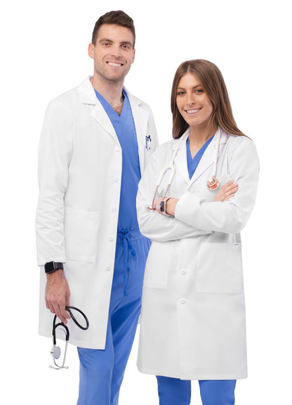 Adar Unisex 39" Midriff Lab Coat - White