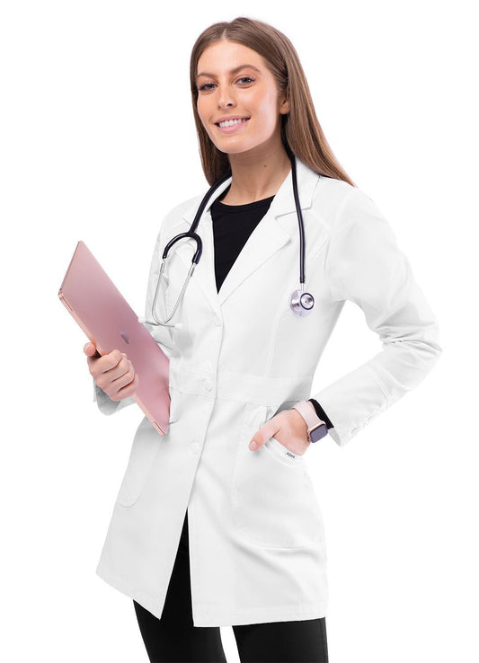 Adar Women's 32" Perfection Lab Coat - Black - White
