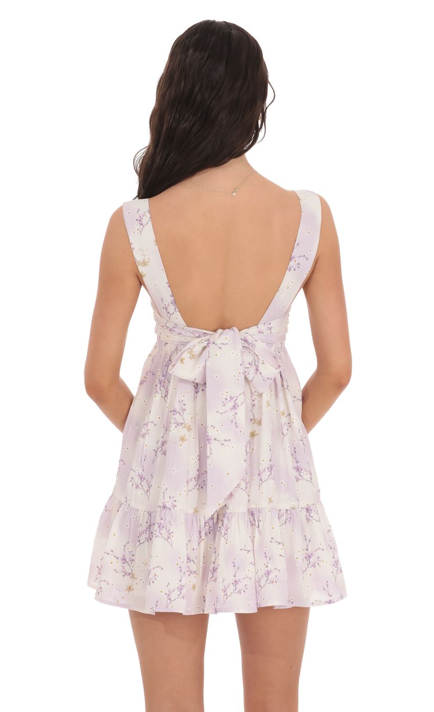 Lucy in the Sky Floral Babydoll Dress in Lavender Cream