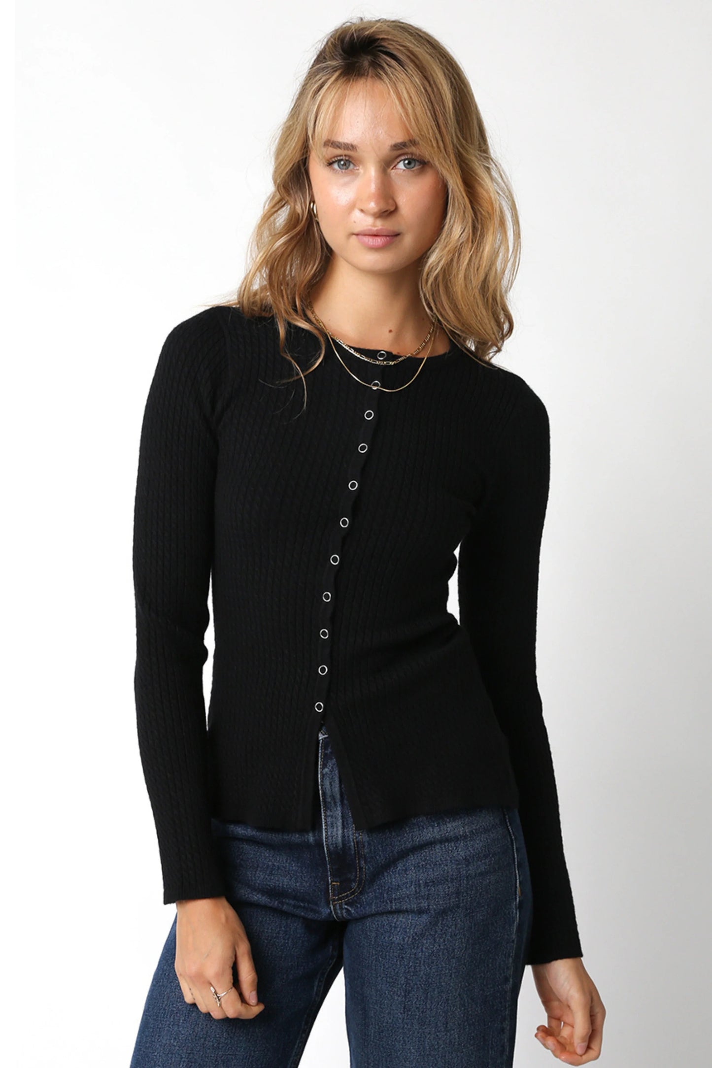 Ruby & Jenna Women's Button Sweater