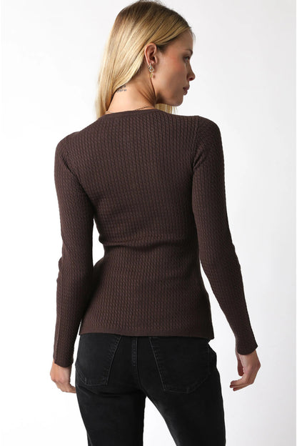 Ruby & Jenna Women's Button Sweater