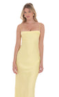 Lucy In The Sky Satin Open Back Maxi Dress in Yellow