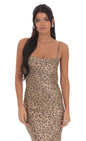 Lucy In The Sky Metallic Open Back Maxi Dress in Cheetah Print