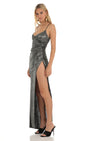 Lucy In The Sky Metallic Maxi Dress in Silver