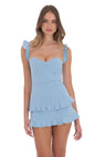 Lucy In The Sky Ruffle Corset Dress in Light Blue