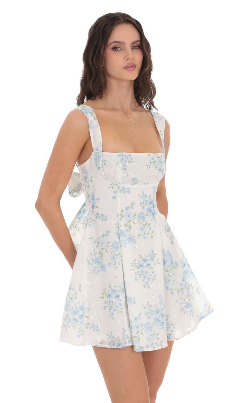 Lucy in the Sky Floral Eyelet Fit and Flare Dress in White