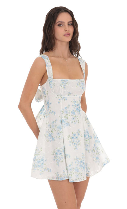 Lucy in the Sky Floral Eyelet Fit and Flare Dress in White