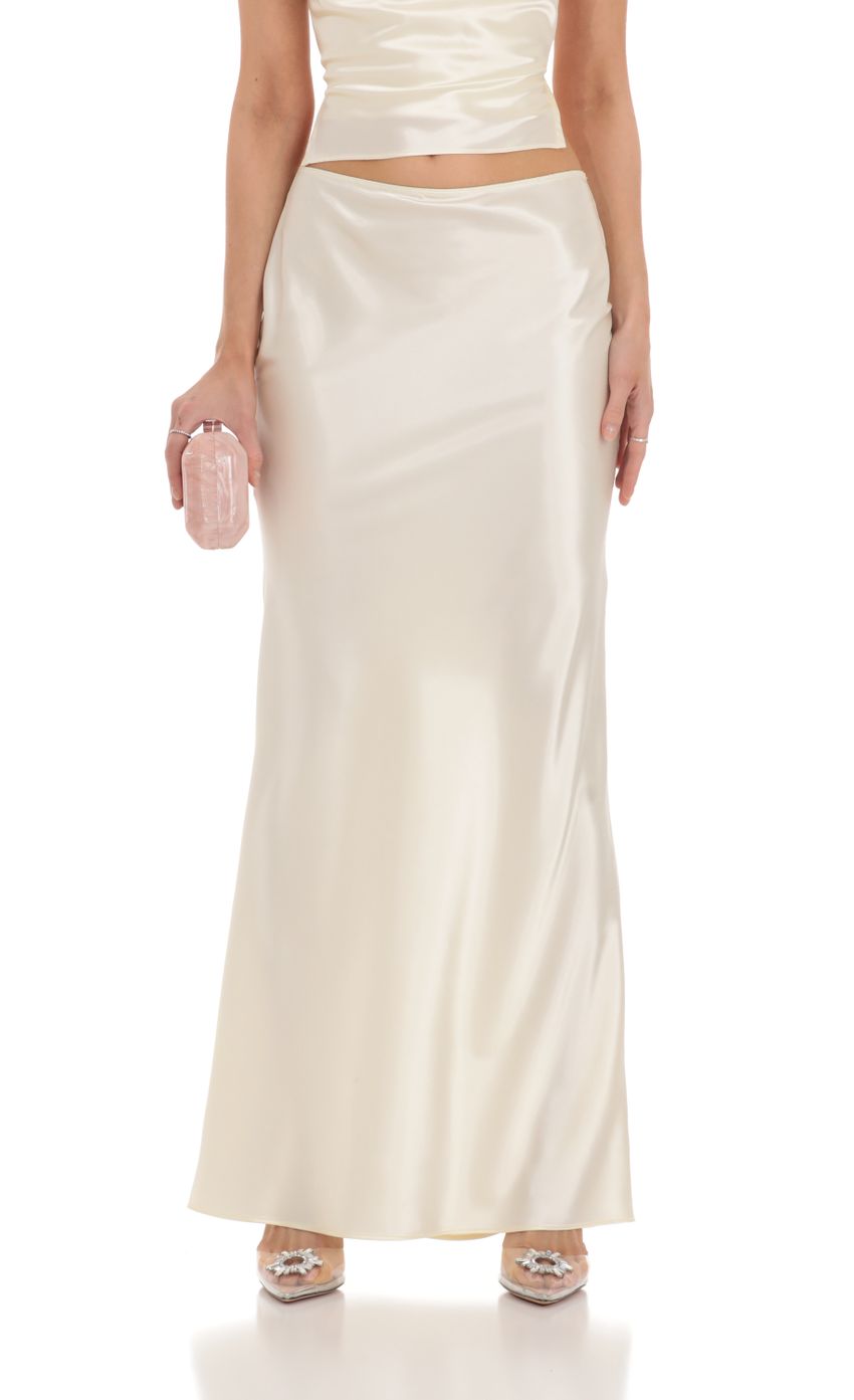 Lucy In The Sky Satin Slip Two Piece Set in Ivory