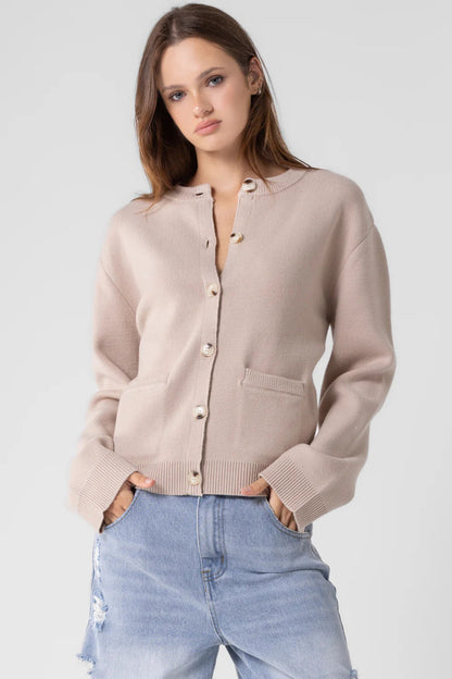 Ruby & Jenna Women's U Neck Fitted Cardigan