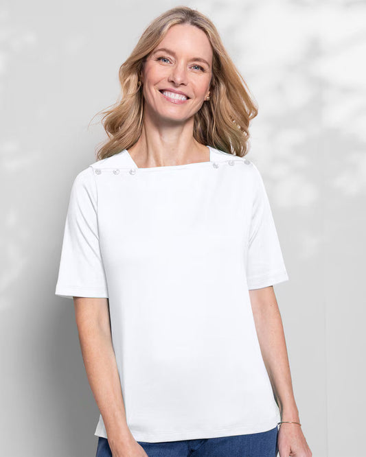 BLAIR Coastal Cotton Solid Square-Neck Tee (Misses) 3 - x4