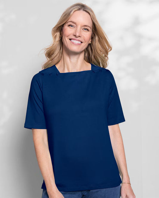 BLAIR Coastal Cotton Solid Square-Neck Tee (Misses) 1 - x4