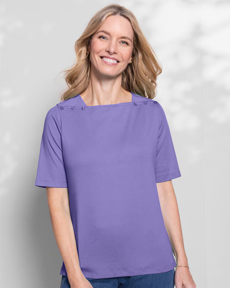 BLAIR Coastal Cotton Solid Square-Neck Tee (Petite) 3 - x4