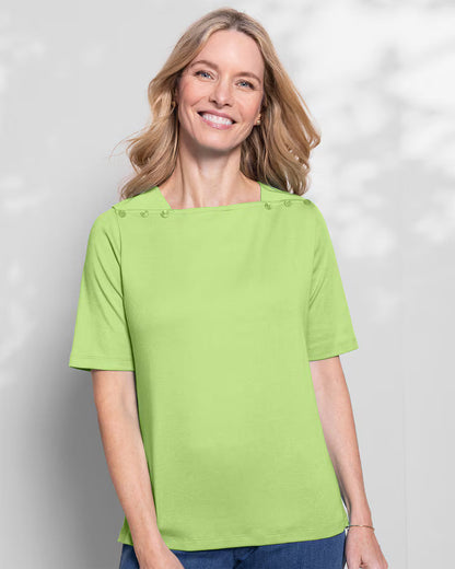 BLAIR Coastal Cotton Solid Square-Neck Tee (Misses) 1 - x4