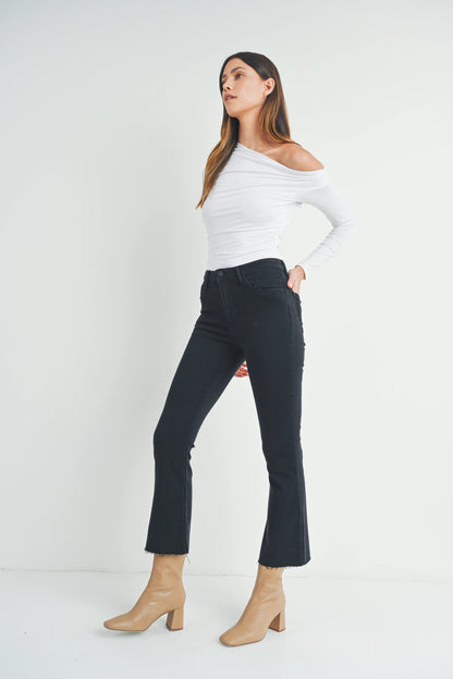 Ruby & Jenna Women's Just Black- HR Tonal Crop Flare
