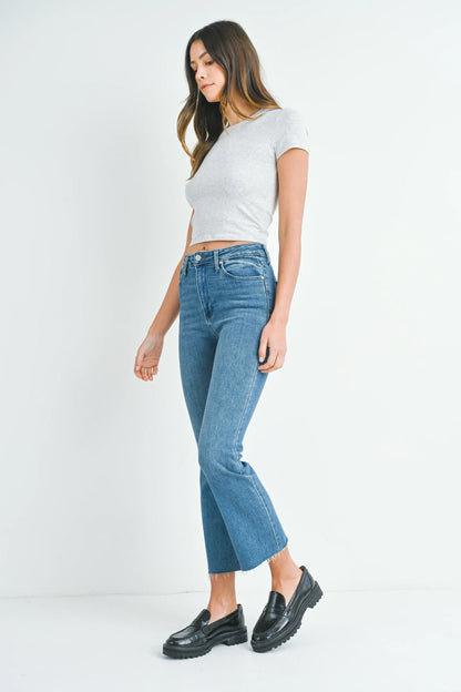 Ruby & Jenna Women's Just Black- High Rise Crop Flare